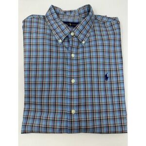 Ralph Lauren  Polo XXL Long Sleeve Blue Green Plaid Pinehurst
